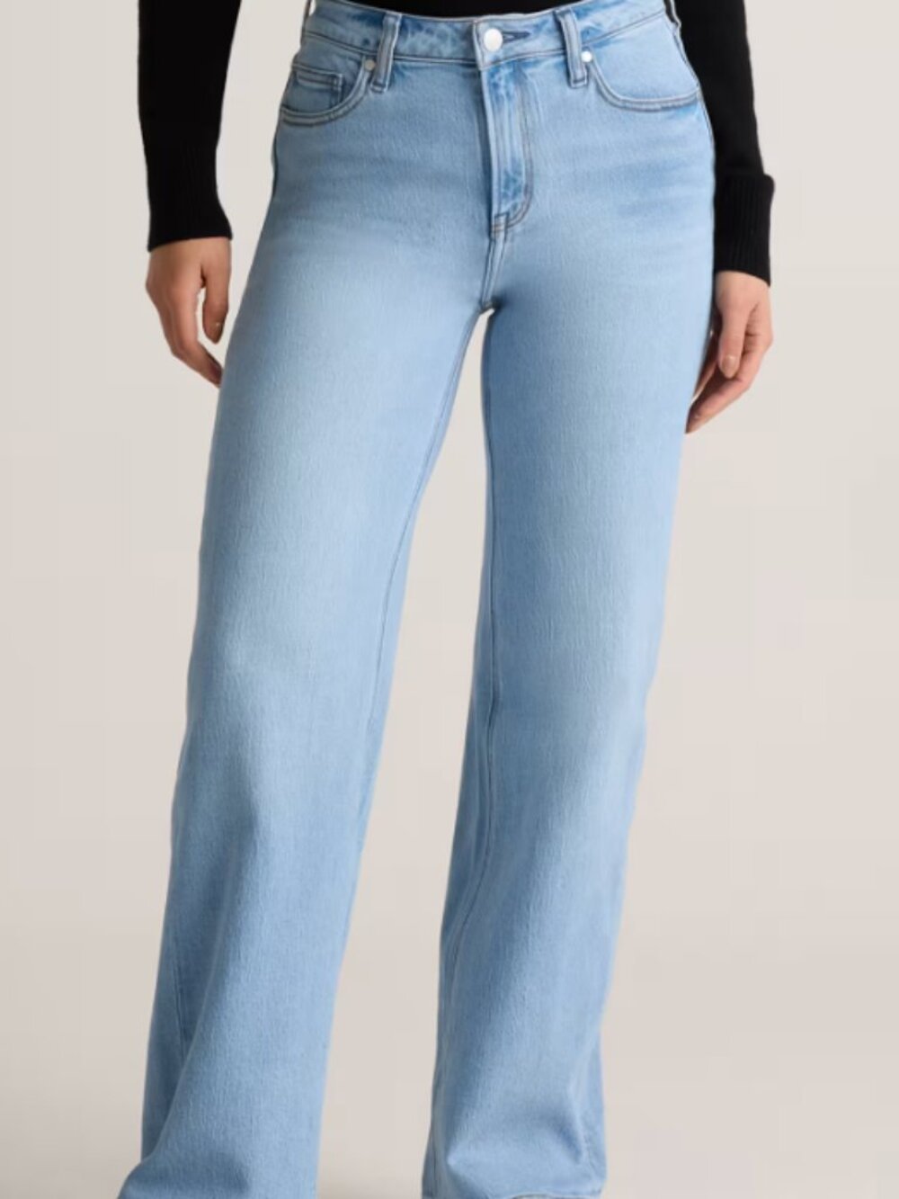 Quince Bella Stretch Relaxed Straight Jeans Cool Blue 27 NWOT 26 inseam